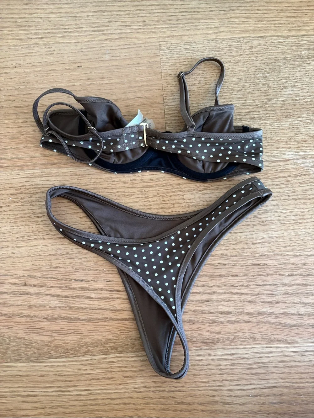 Frankie's Bikinis Brown with White Polka Dot Bikini - Picture 3 of 4
